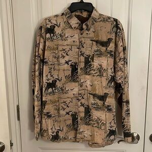 Legendary Whitetails Shirt Mens Large hunting bird, dogs‎ tan with black & brown